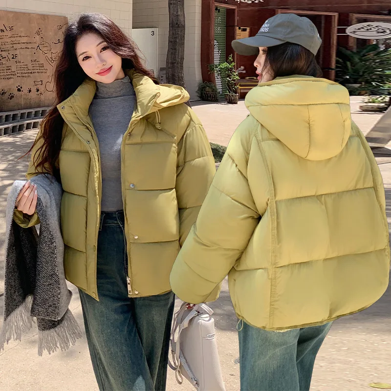 

Women Parkas Short Coats Hooded Zipper Jackets Solid Casual Thick Warm Y2k Streetwear Elegant Jacket Work Autumn Winter 2025