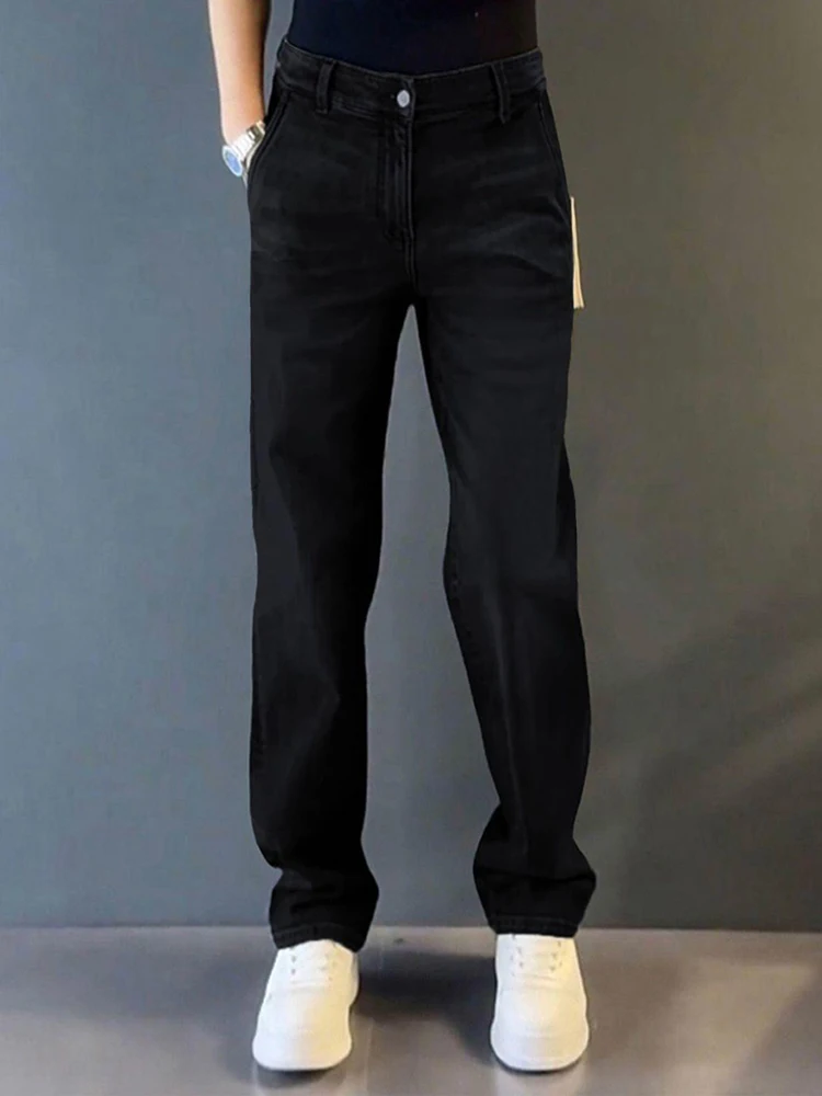 Retro American Washed Jeans Men's Trendy Handsome Straight Leg Youth High Street Long Pants Autumn Season Fashionable Straigh...