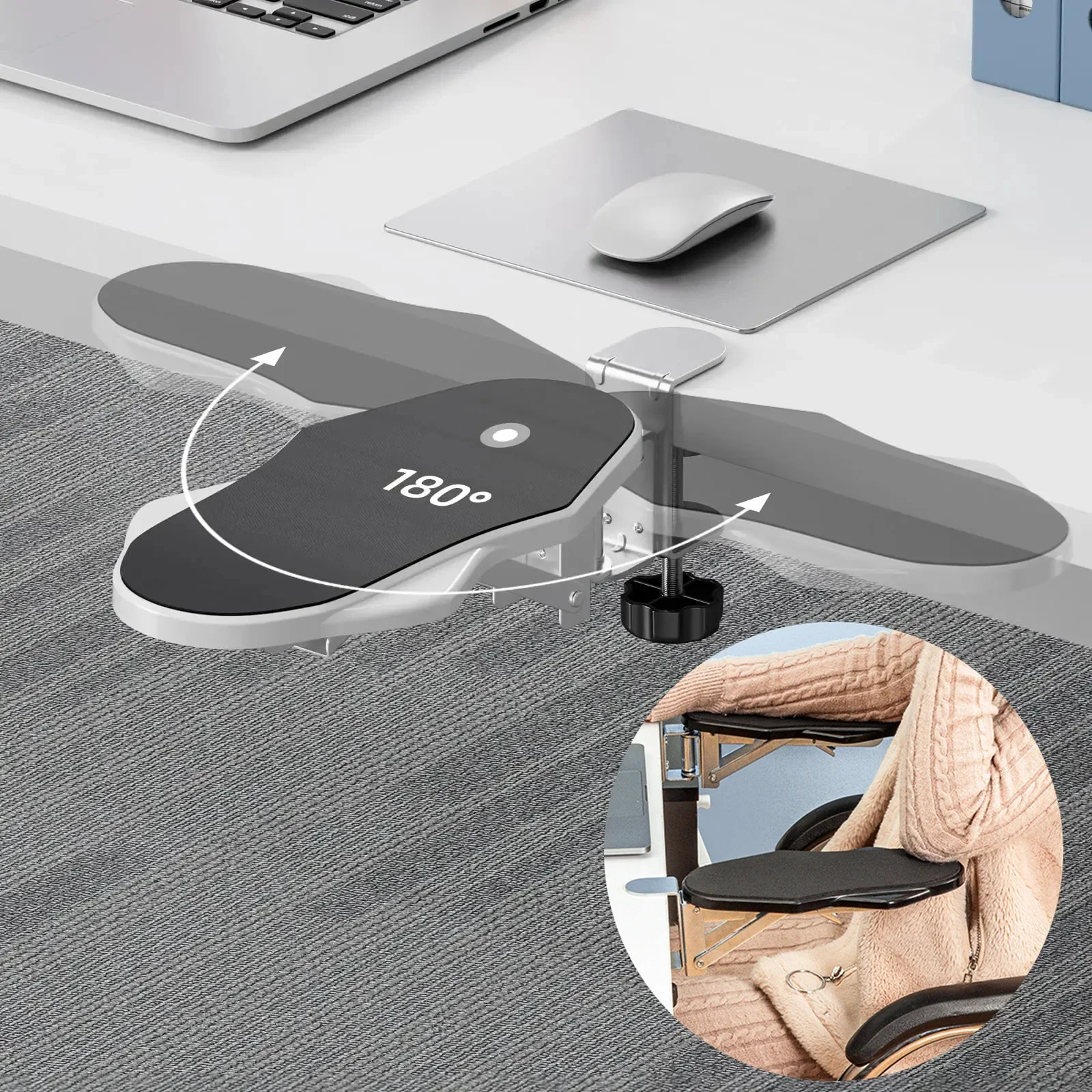 

Computer Desk Arm Rest Pad Foldable Ergonomic Wrist Rest Support For Keyboard Armrest Extender Rotating Mouse Pad Holder Rack