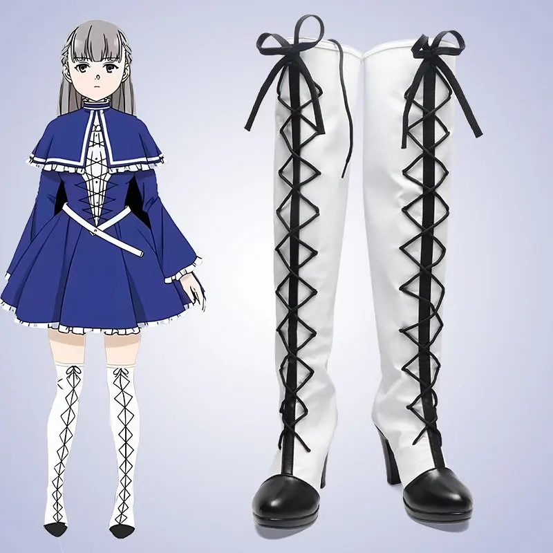 Anime Frieren: Beyond Journey's End Lawine Cosplay Shoes White High Heels Long PU Leather Boots For Halloween Carnival