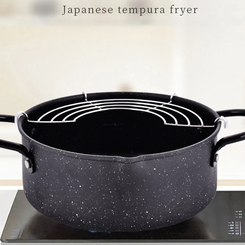 

1pc Frying Pot Oil Fryer Deep Cooking Pan Detachable Filter Heat Resistant Iron Mini Fryer For Gas Stove Electric