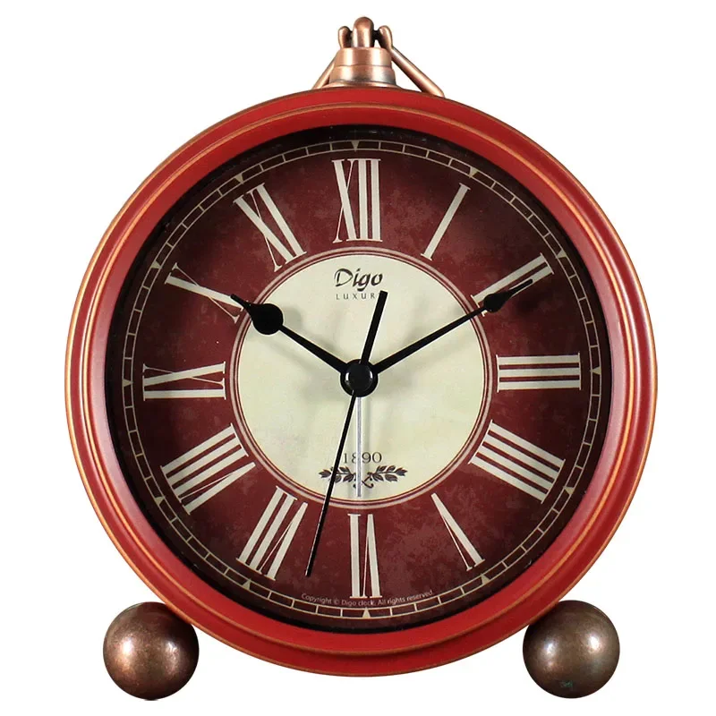 

Living room desktop clock ornaments American red creative alarm clock retro desktop home bedroom alarm