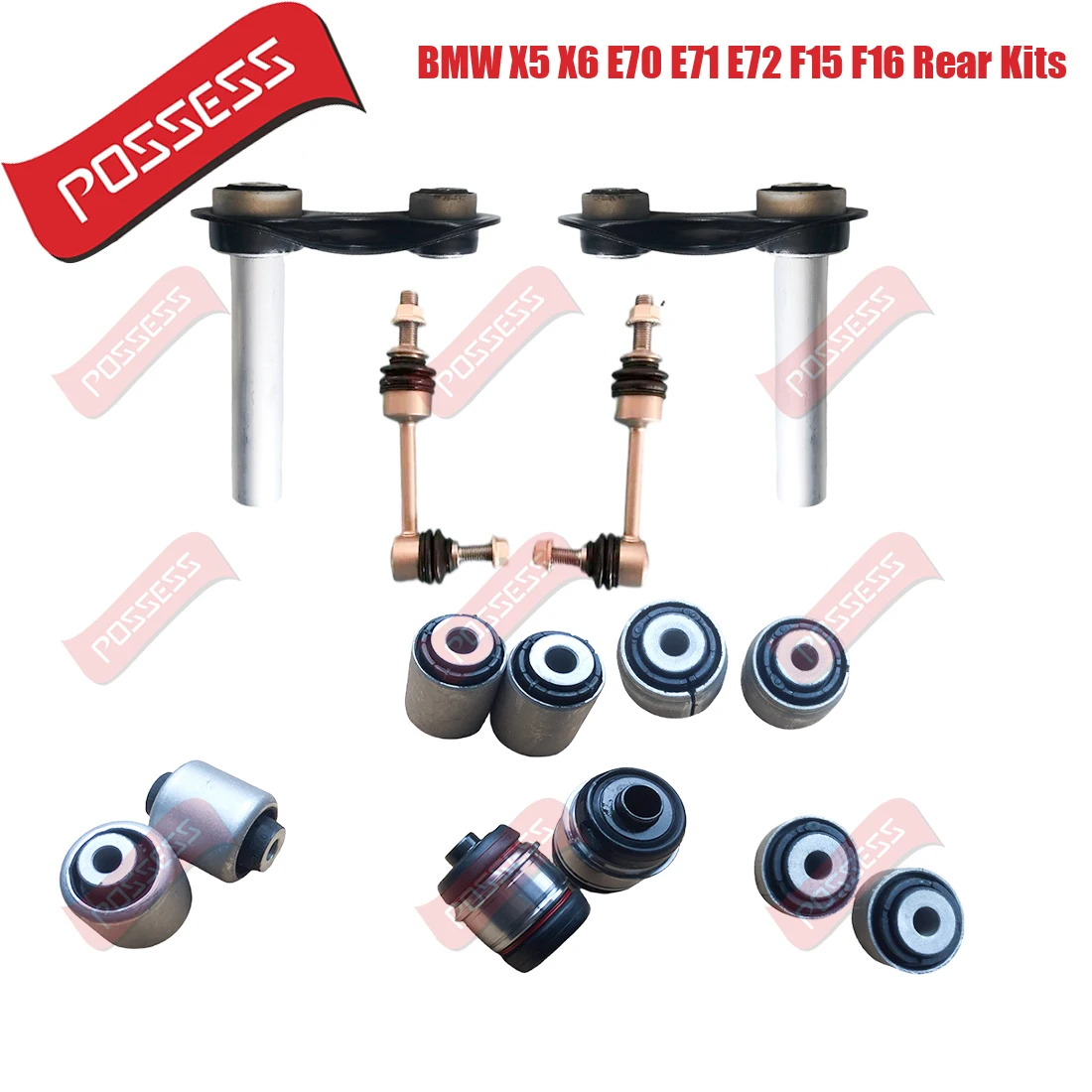 

14 Pieces Rear Suspension Control Arm Knuckle Bushing Stabilizer Link Kits For BMW X5 X6 E70 E71 E72 F15 F16 Hybrid 2007-2018