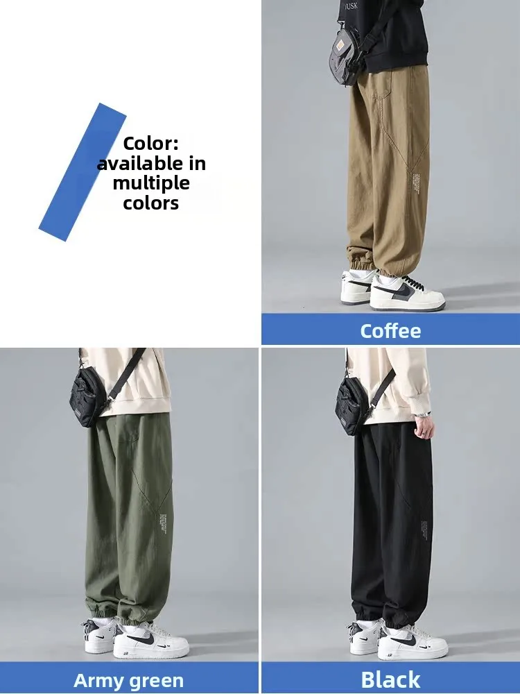 Pantalon décontracté ample style américain pour homme – Nouvelle tendance printemps-été – Marque jeune – Loisirs et sport – Pantalon long – Vêtement de travail – Cargo