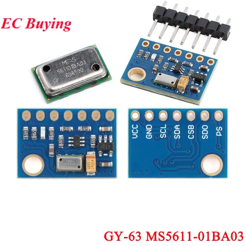 5 szt./1 szt. GY-63 MS5611-01BA03 Moduł czujnika ciśnienia powietrza o wysokiej precyzji, wysokościomierz, protokół komunikacyjny IC/SP dla Arduino — zdjęcie produktu 7
