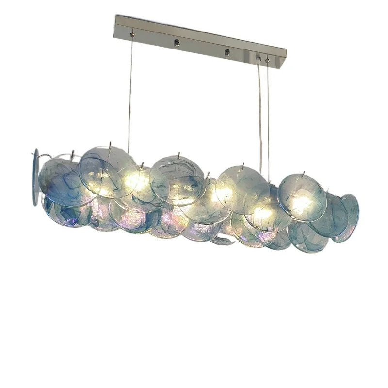 

*Restaurant chandelier retro designer creative blue dopamine colorful glass bar