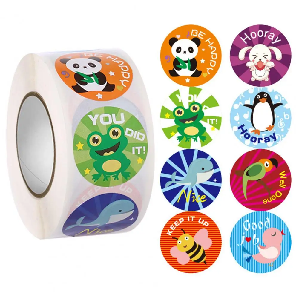 Lightweight 1 Roll Cute Lovely Cartoon Design Sticker Self Adhesive Stickers Waterproof   for Students