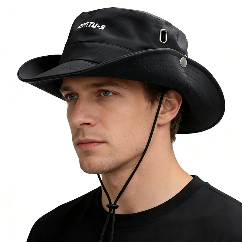 Outdoor-Sonnenhut mit breiter Krempe, perfekt für Strandangeln, Wandern und Arbeiten im Freien, atmungsaktiv, geeignet für Männer und Frauen.