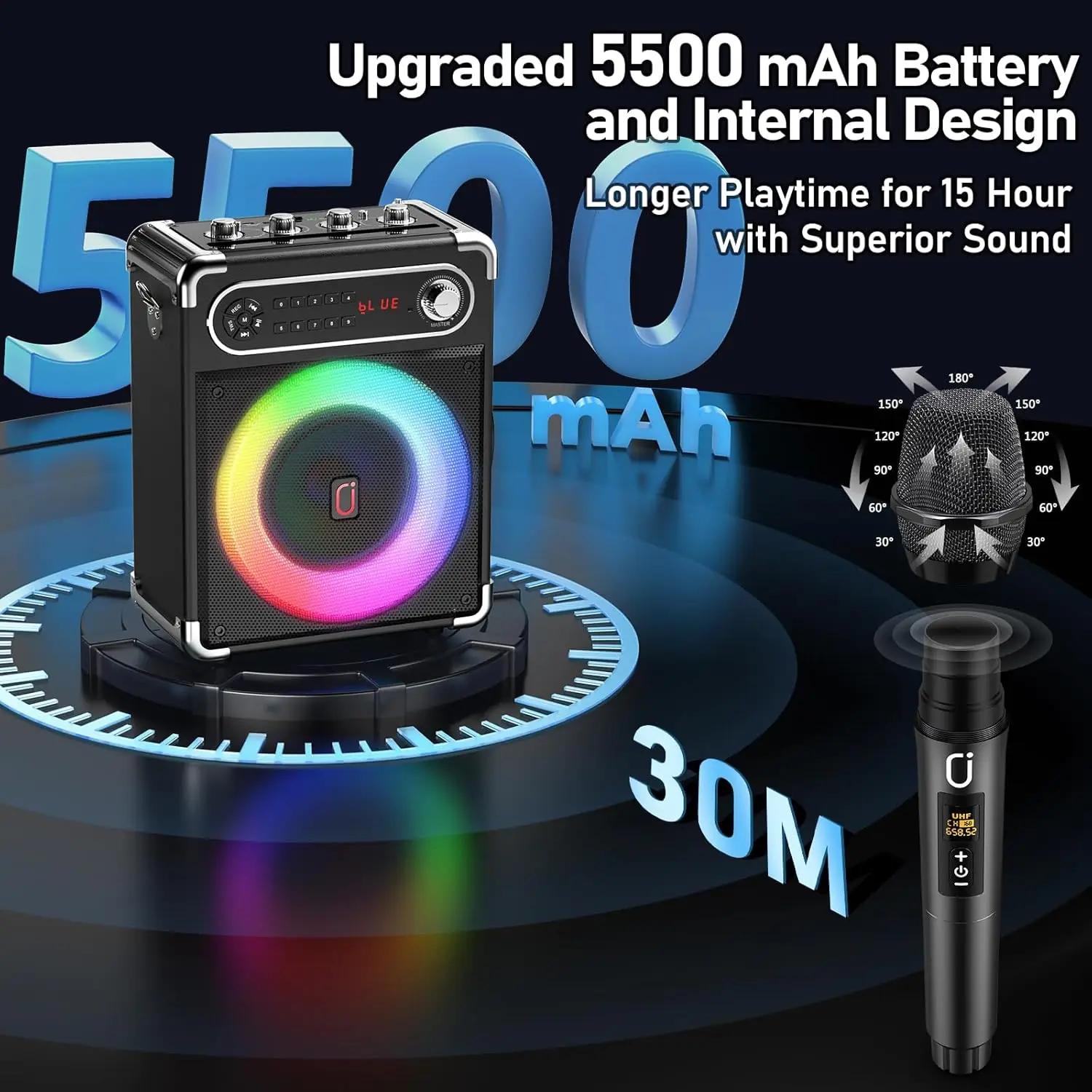 آلة كاريوكي FanFun مع 2 ميكروفونات، مكبر صوت كاريوكي بلوتوث 5.3 محمول للأحداث الخارجية والتجمعات والحفلات