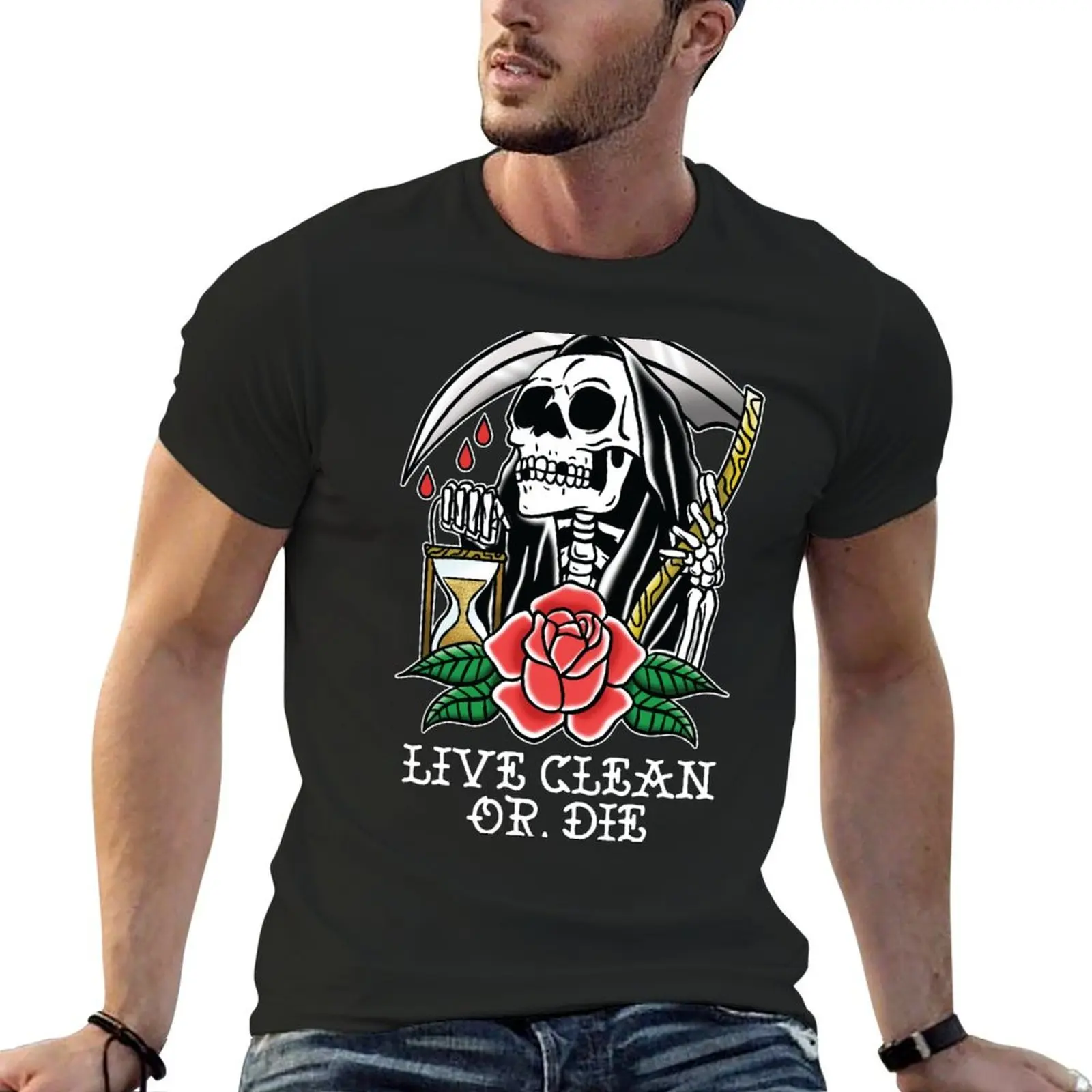 

Live Clean Or Die AA NA Recovery T-Shirt funny gifts T-shirts oversize custom shirt cotton t shirt men