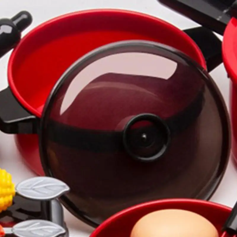 Jouets de cuisine de simulation pour enfants, fruits, aliments, ustensiles de cuisine, marmite, poêle, jeu de simulation, ensemble de cuisine, beurre, nourriture, rouge