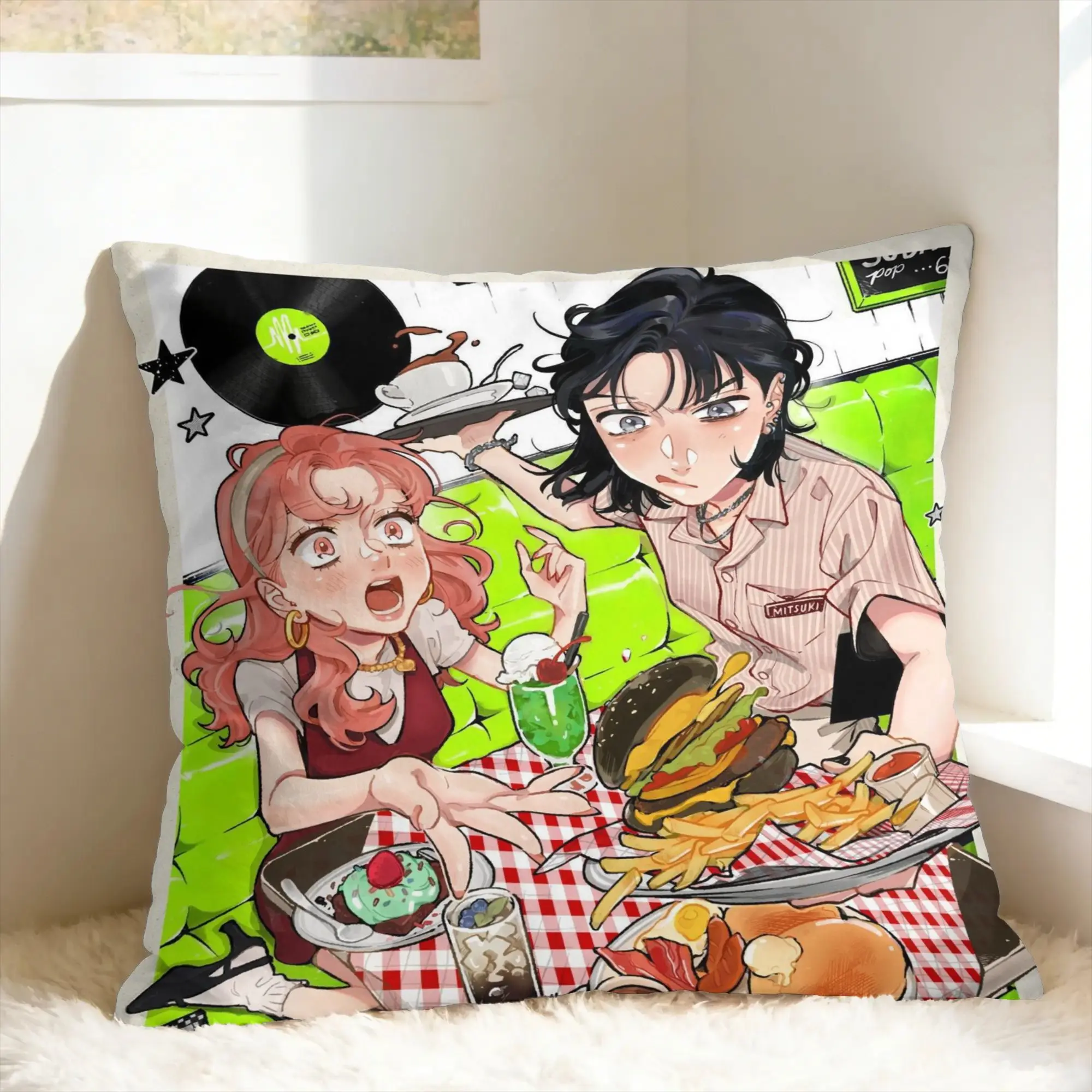 Mitsuki Koga Aya Green Yuri Pillow Case  Graphic Pillow Cover For Sofa Couch Bed Living Room Funny Pillowcases