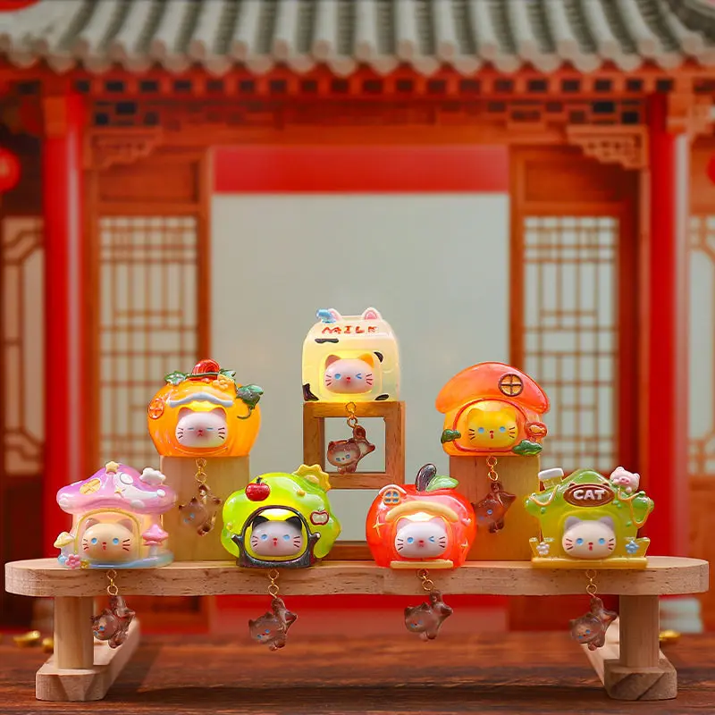 

2026 new kawaii Cat Fridge Magnet Blind Box With LED Light Cartoon Figurine Home Fridge Cabinet Desk Decor birthday Gift toys