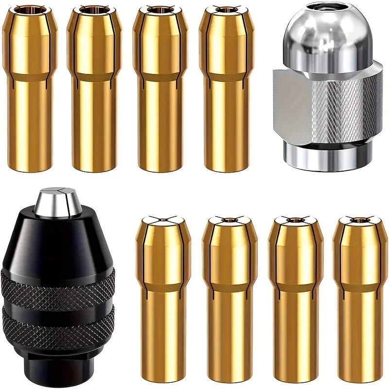 10-Piece Portable Household Rotary Tool Kit, Drill Bit Adapter Set, Rotary Tool Drill Chuck Set, Can Improve Efficiency and Craftsmanship, Micro Electric Drill and Grinding Head Accessories