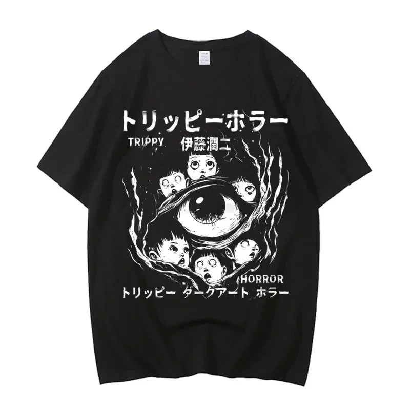 Junji Ito T Shirt Men Punk Hip Hop Tees High Quality Cotton Casual T-shirt Anime Graphic Tees Unisex Streetwear Male
