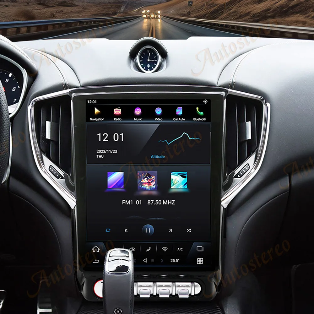 

12,1-дюймовый автомобильный центральный мультимедийный 2-диночный экран Android для Maserati Ghibli 2015-2021, автомобильный радиоприемник, тепловой блок