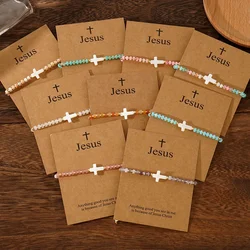 1pc Women's Fashion Bracelet Bohemian Style Multi colored Natural Stone Shell Peach Heart Cross Easter Card Daily Gift Giving