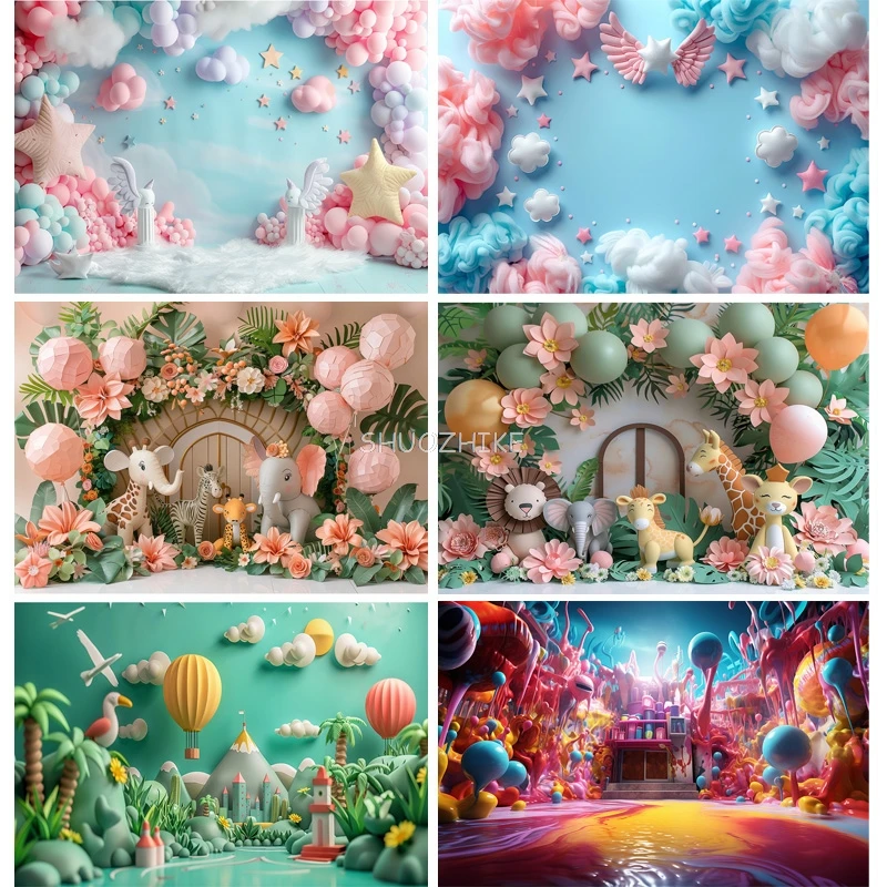 

Dreamy Pink Floral Frame Birthday Photography Backdrops Props Baby Party Decoration Animals Photo Studio Background DA-04