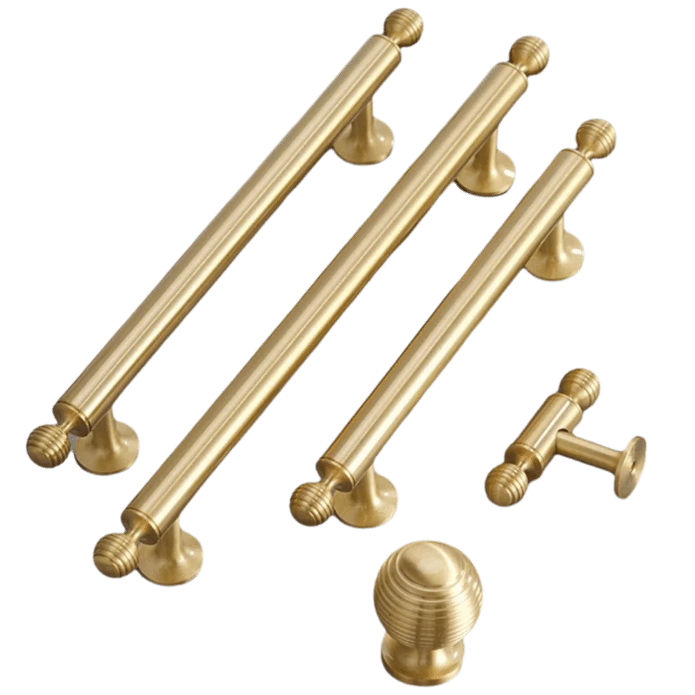 Solid Brass Furniture Handles Antique Bronze Finish Single-Hole Mounting Drawer Knobs Brushed Antique Brass Long Handle Design