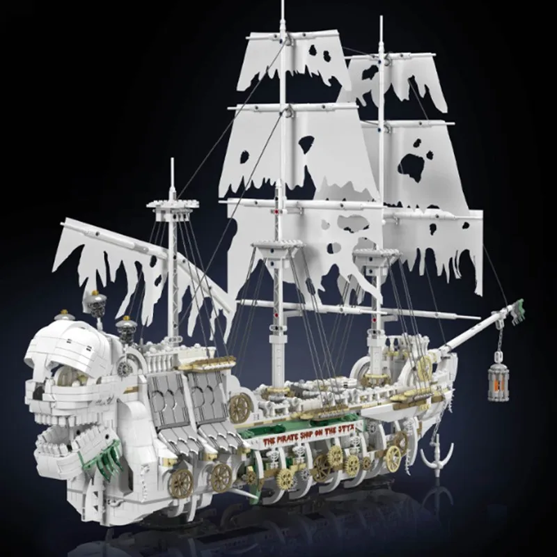 Bloques de construcción de barco pirata blanco, 3769 Uds., esqueleto, barco fantasma, modelo, montaje de ladrillos, juguetes, decoración de escritorio, regalos de navidad para niños