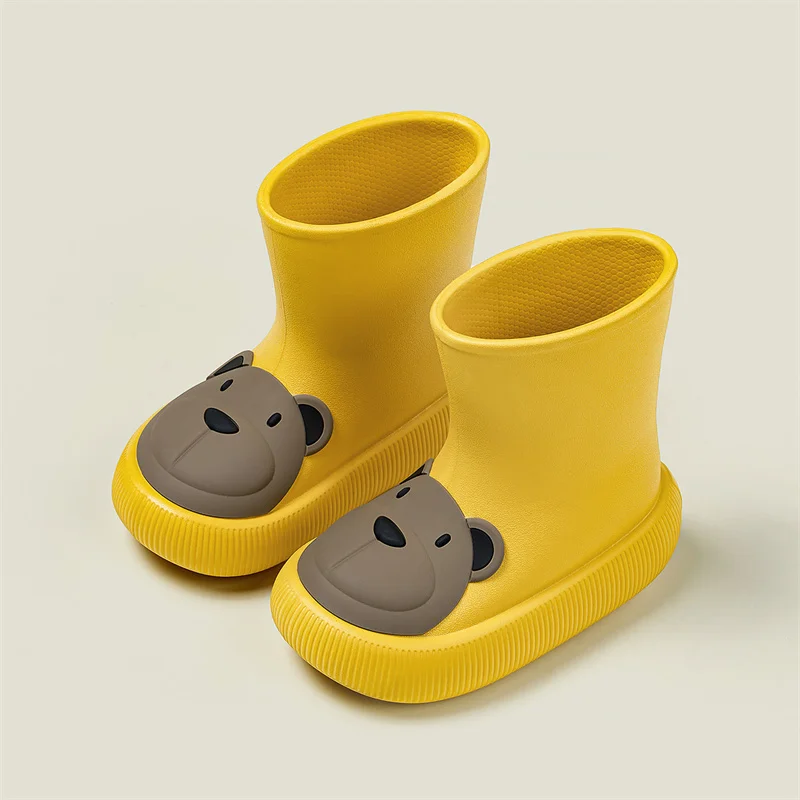 Chaussures de pluie imperméables coordonnantes pour enfants, botte de protection portable, couvre-bottes de dessin animé, ours, lapin, garçons,