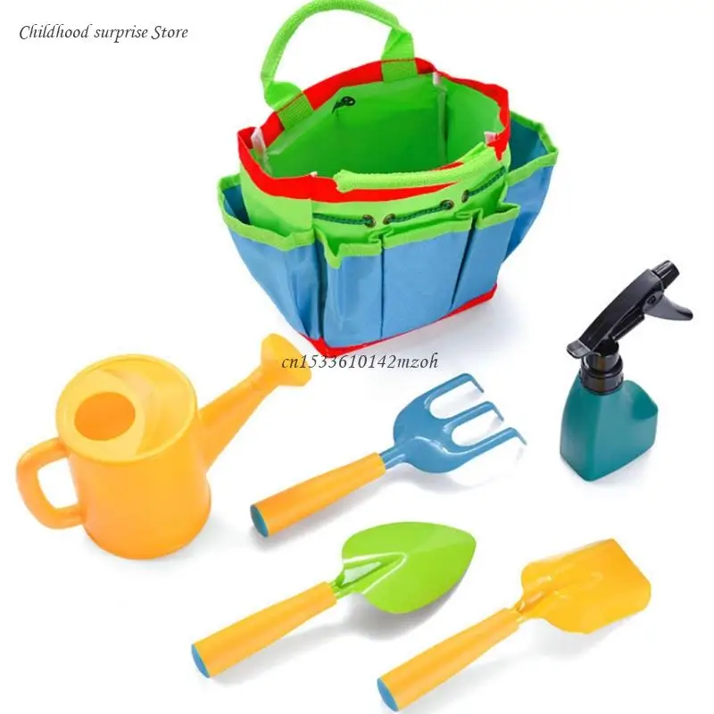 Pack/6Pcs Sand Castle Toy Outdoor Gardening Tool Bag Sandpit Toy with Shovel Dropship