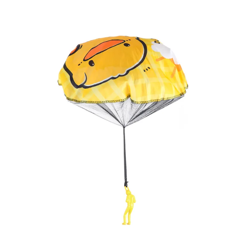 Cartoon Gele Eend Kids Parachute Leger Man Vlucht Speelgoed Creatieve Hand Gooien Parachute Speelgoed Airdrop Outdoor Games Kleine Rekwisieten