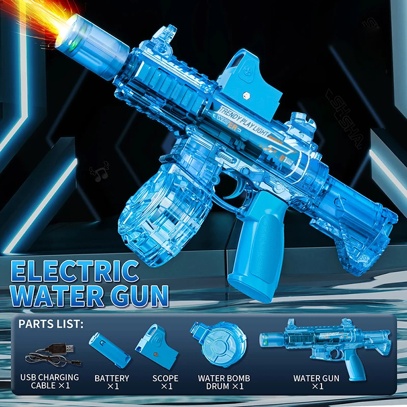 Pistola De Agua Eléctrica UMP45 Gris – Potente Y Recargable Para Diversión En Verano