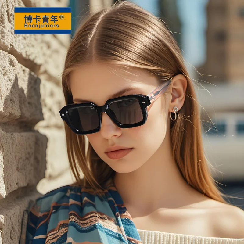 New Adult Retro Square Frame Polarized Sunglasses UV Protection Fashion Sun-Proof Core Insert Glasses Leg SunglassesKG2510