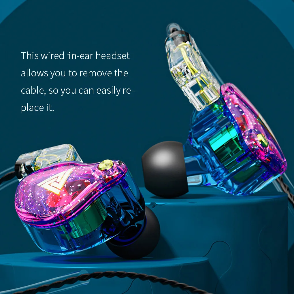 QKZ Wired Earphone In-ear Type Gaming Headphone Detachable HiFi Stereo Sound Headset with Microphone, Colorful