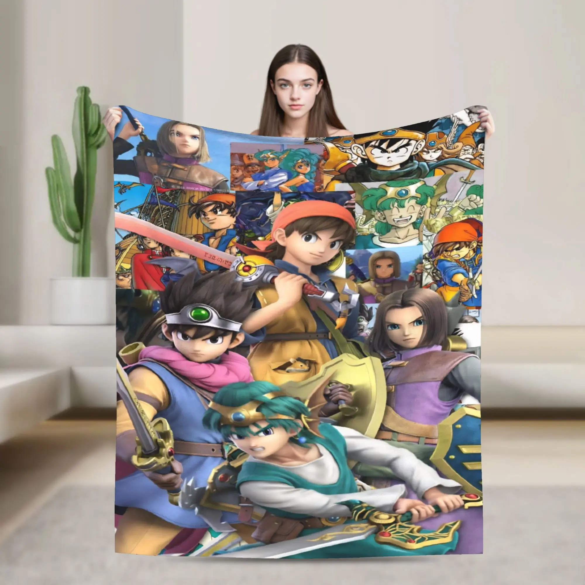Dragons Quests Game Blanket Flannel Textile Anlace Hero Erdrick Slime Multi-function Soft Throw Blankets for Home Couch Quilt
