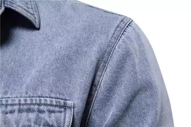Spring Fashion  Denim Shirts Streetwear Men Casual Thick Long Sleeve Shirt for Men High Quality Men's Shirts Coats