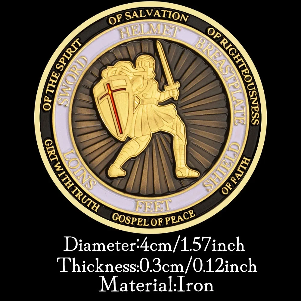 Put on The Full Armor of God Ephesians Souvenir Collectible Coin Gold Plated Commemorative Coin Challenge Coin Defend The Faith