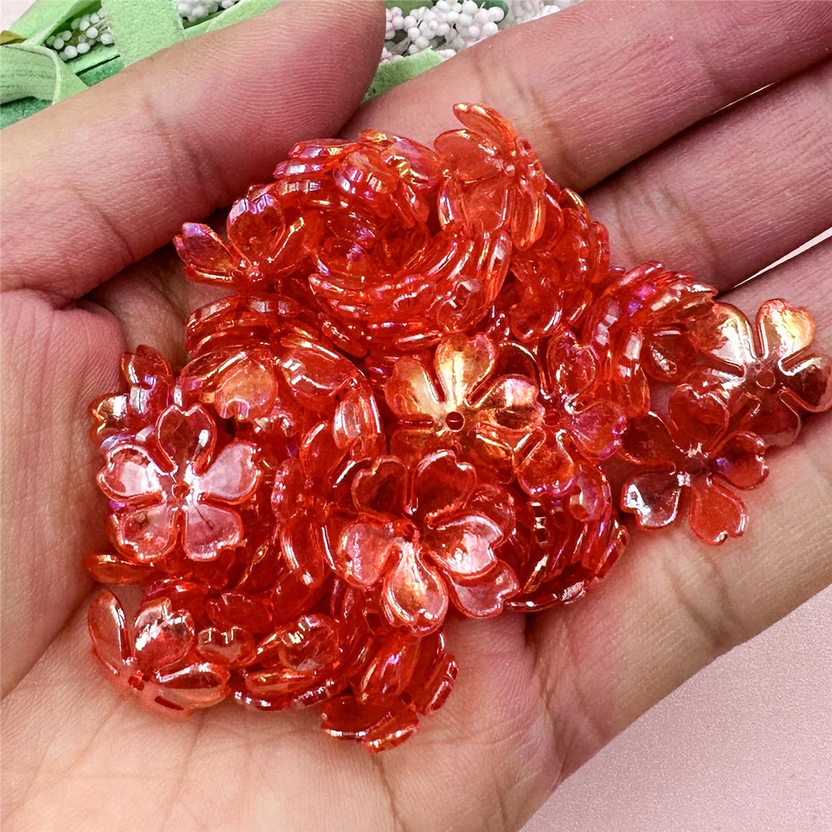 100 Teile/beutel 15mm Acryl DIY Galsang Blume Lose Perlen Ohrringe Für Schmuck Machen Halskette Armbänder