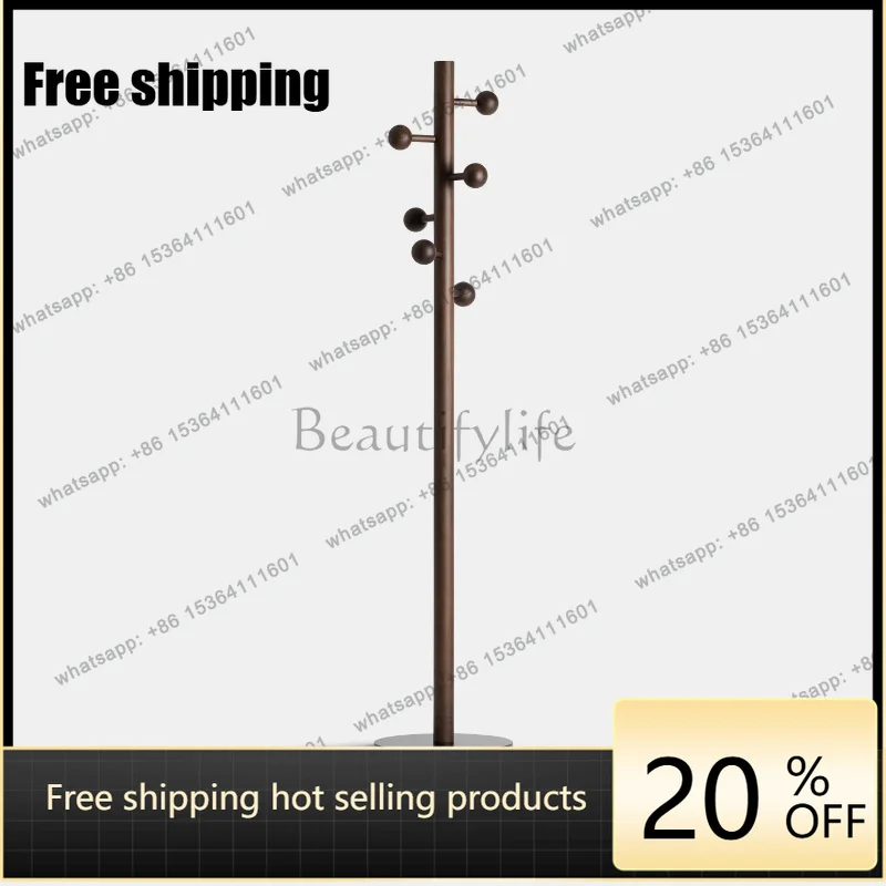 YJ Space Saving Vertical Hanger Stand North American Black Walnut Coat Rack Home Entry Living Bedroom Furniture