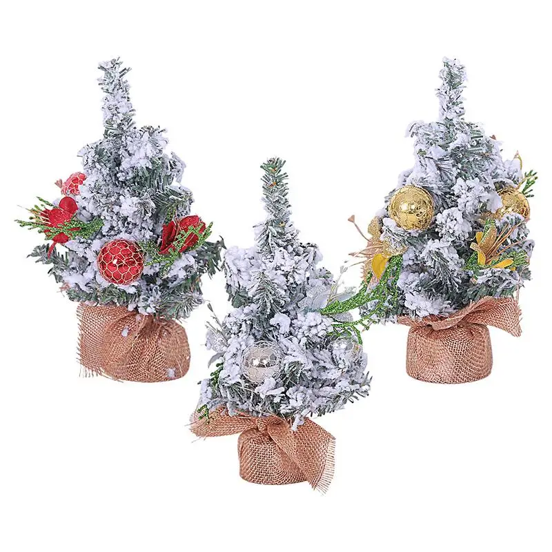 Small Table Christmas Tree Faux Christmas Tree With Burlap Base Winter Tabletop Decor Holiday Supplies For Living Room