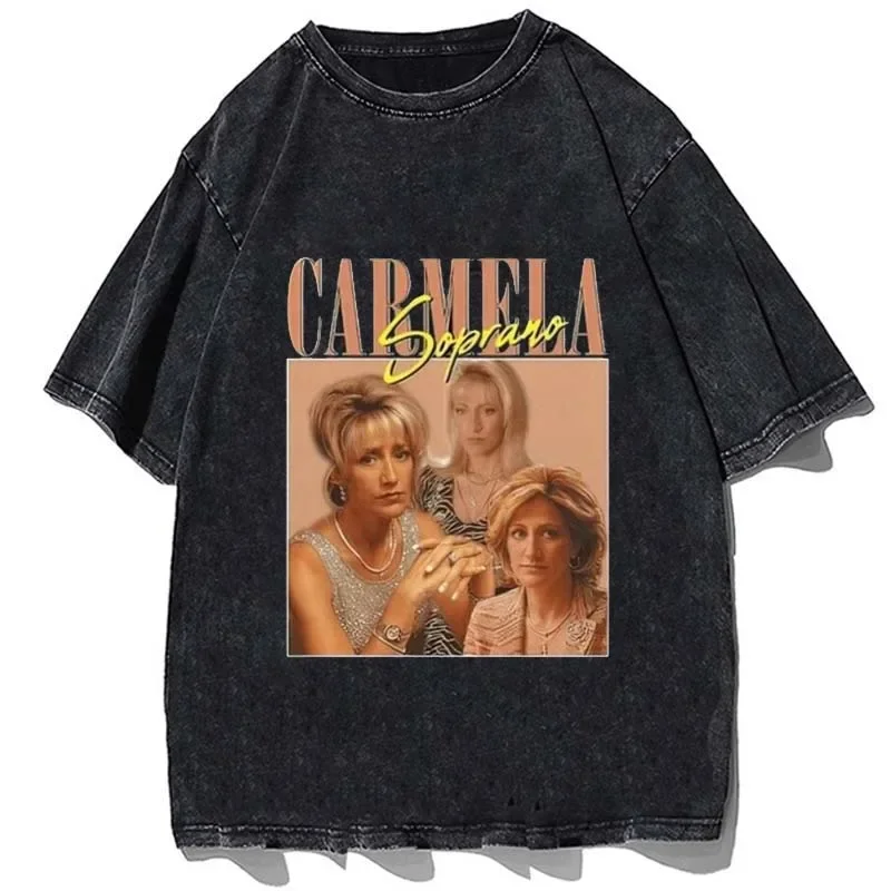 Vintage Carmela Soprano T-Shirt Wife of Mafia Homage Retro 90\'s Unisex Tshirt Cotton Summer Loose Oversize Graphic T Shirt