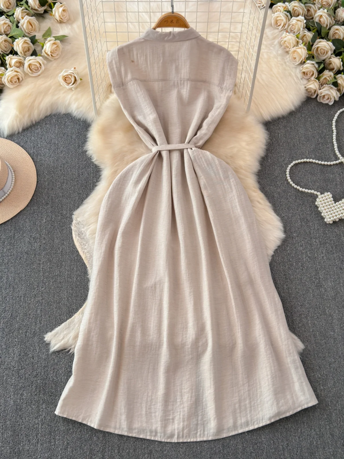 Slimming A-Line Long Dress Shi - Korean Style A Line Shirt Dress ulasan dan harga