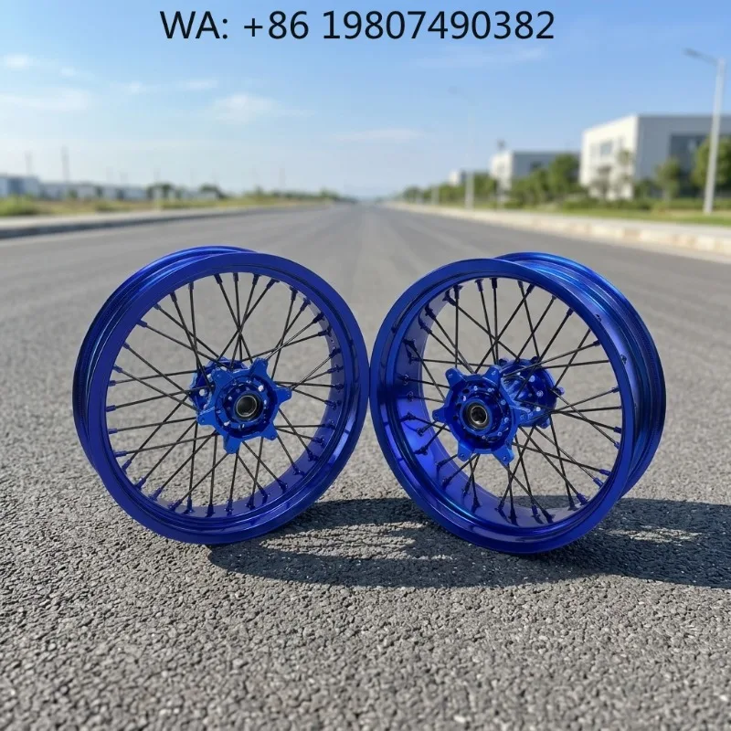 CNC Spoked Aluminium Alloy Supermoto Rear Wheel Rim Hub Assembly, Fits FS450 2019‑2021, Motorcycle Replacement Spare Part