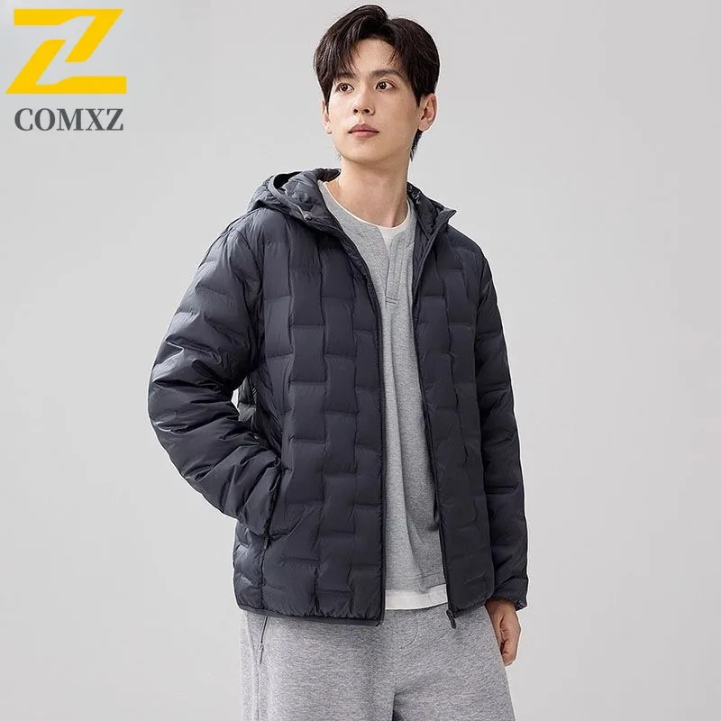 

COMXZ 2025 Down Jacket Male Winter Parkas Men White Duck Down Jacket Hooded Outdoor Thick Warm Padded Snow outdoor Coat Oversize