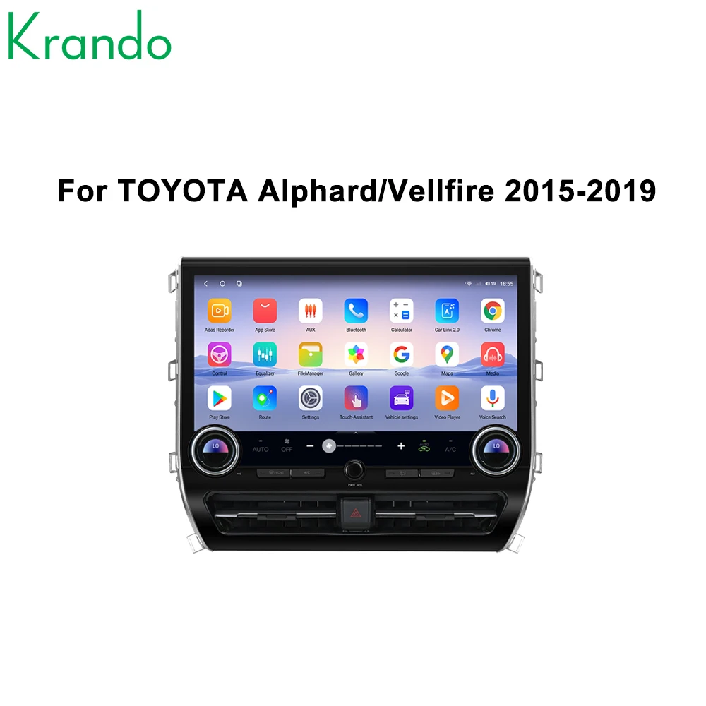Krando 15.6” Car Radio Android Auto for TOYOTA Alphard H30 2016-2021 Android Car Multimedia Built-in Wireless CarPlay