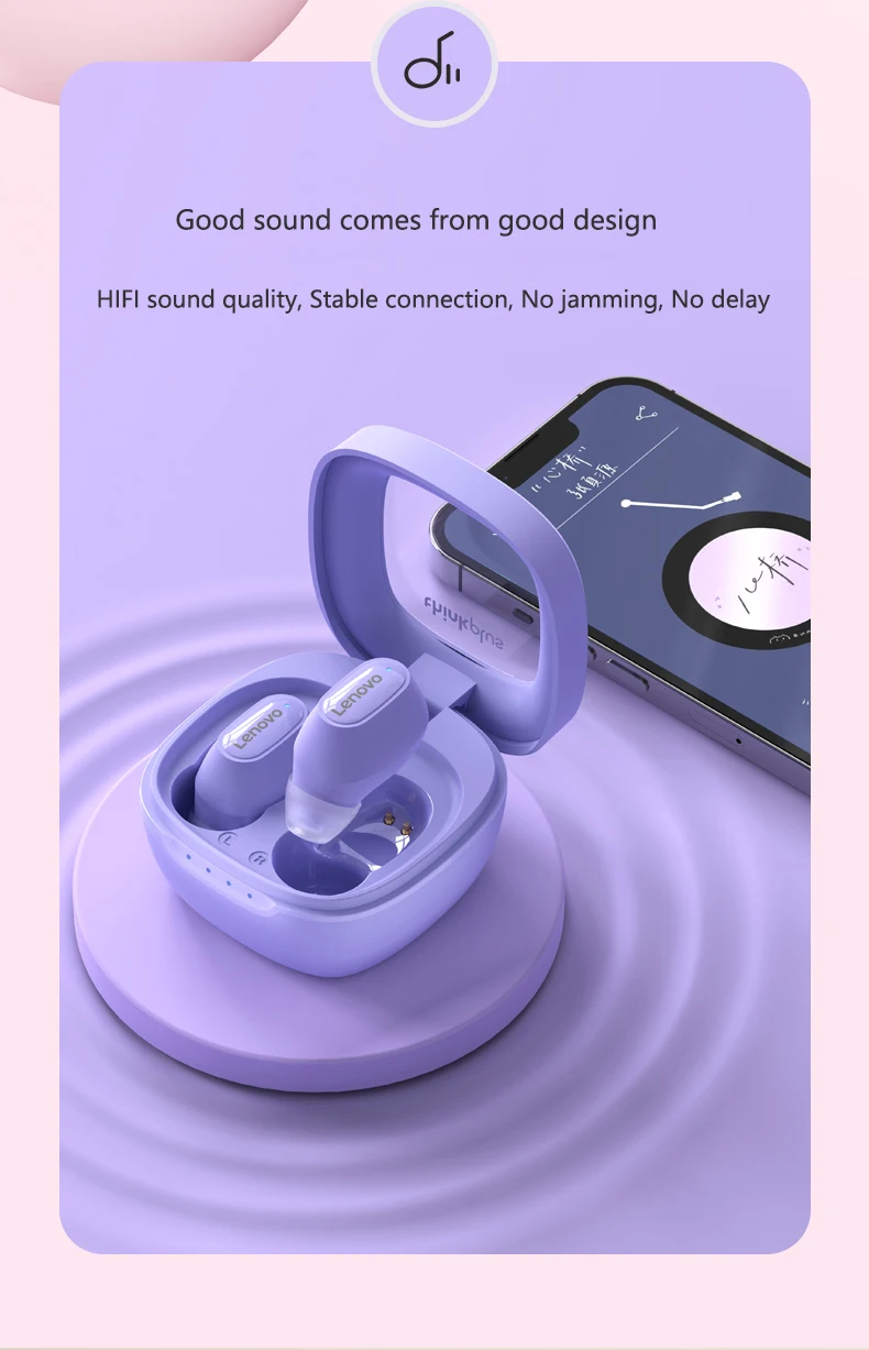 Lenovo XT62 Kopfhörer Bluetooth 5.3 Mini-Ohrhörer, kabellos, HiFi-Sport-Headsets mit Geräuschunterdrückung, mit Mikrofon, Touch-Steuerung, TWS Origina – Detail 5
