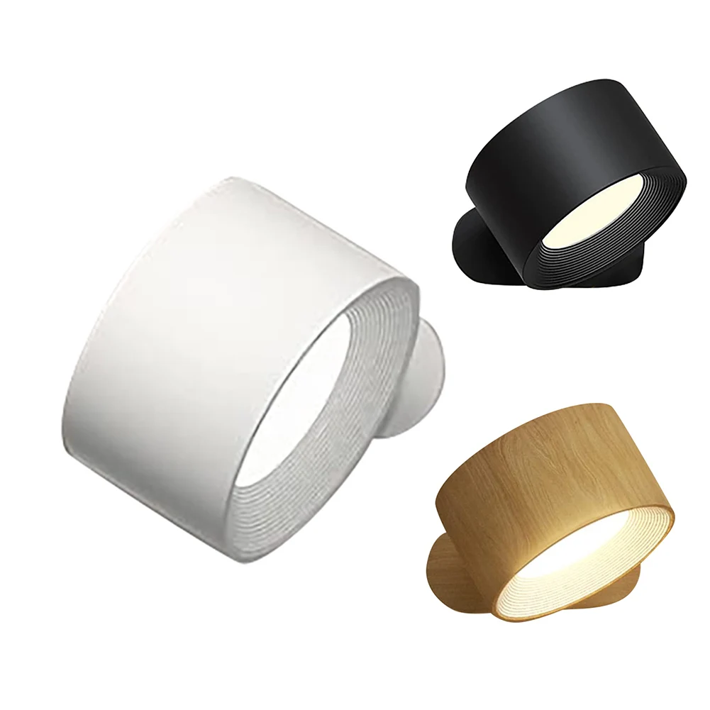 Applique da parete a LED 360 ° sfera magnetica ruota Touch Control lampada da parete senza fili ricaricabile USB per la lettura del comodino