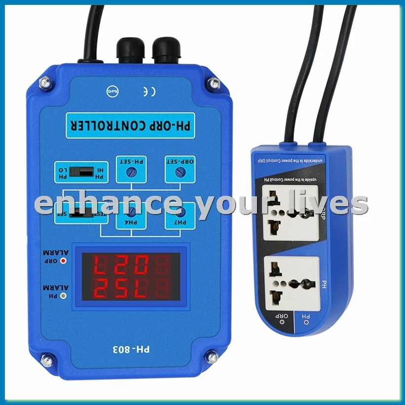 Monitor Digital 2 y 1 PH ORP controlador Redox con relé de potencia de salida para acuario planta hidropónica piscina Spa enchufe estadounidense-A23U