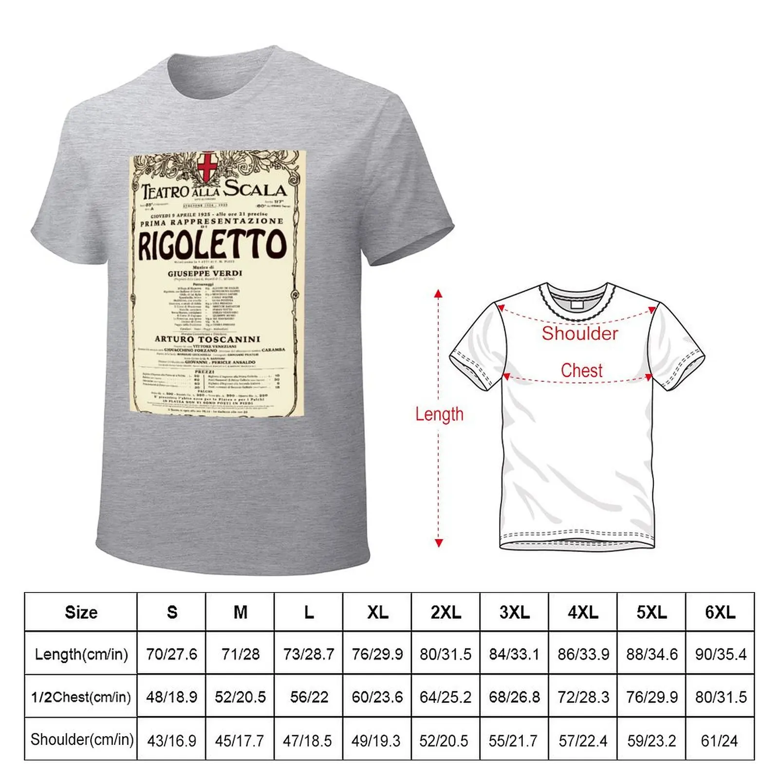 Vintage-Style La Scala Rigoletto Opera Poster T-shirt cute tops summer clothes plain t shirts men