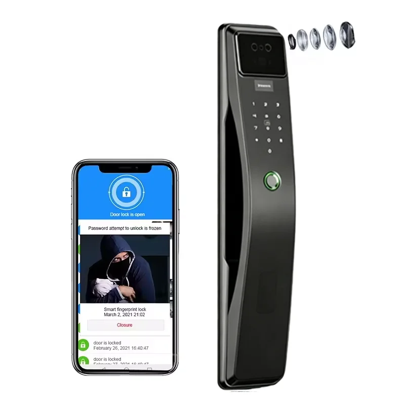 3D Face Recognition Smart Door Lock for Aluminum Fully Automatic Fingerprint Lock 5-inch IPS Screen Cloud for  App
