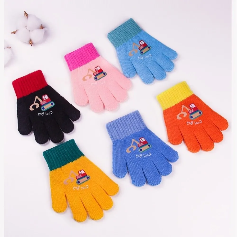 

New Cute Cartoon Knitted Gloves Windproof Warm Full Finger Mittens Cold Proof Gloves Winter