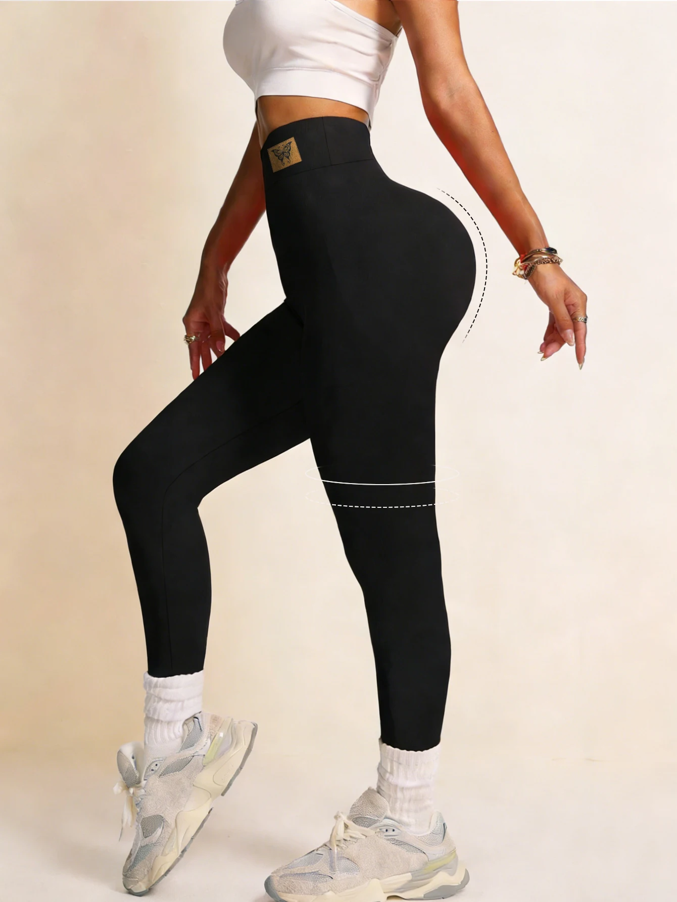 Leggings dimagranti a vita alta da donna Pantaloni da yoga modellanti morbidi Pantaloni fitness elasticizzati neri adatti per esercizi e abbigliamento quotidiano