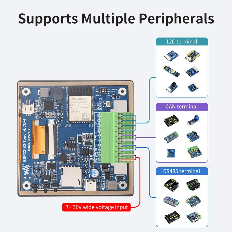 ESP32-S3 4 Inch Capacitive Touch Display 5-Point Touch 32-Bit LX7 Dual-Core Processor Support Bluetooth 5 and WiFi for ESP32