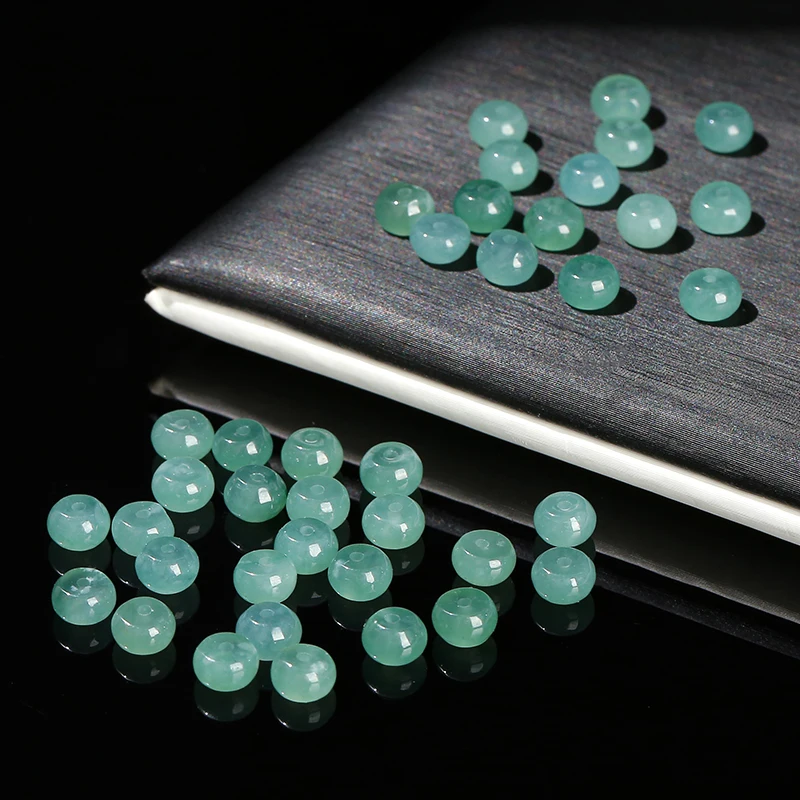 10 Pcs/lot Natural Green Jadeite Abacus Shape Beads Polished Loose Spacer Flat Bead For Jewelry Making Diy Necklace Bracelet